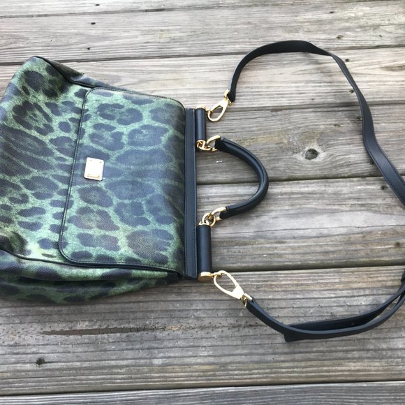 Dolce & Gabbana Women Handbag Green Animal Print M - Picture 10 of 14